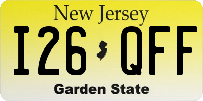 NJ license plate I26QFF