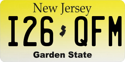 NJ license plate I26QFM