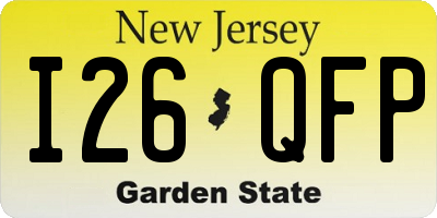 NJ license plate I26QFP