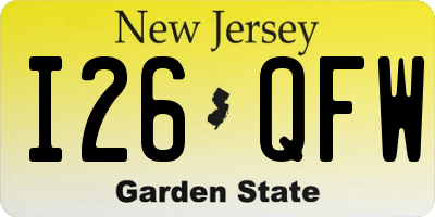 NJ license plate I26QFW