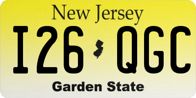 NJ license plate I26QGC