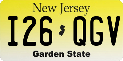 NJ license plate I26QGV