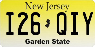 NJ license plate I26QIY