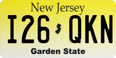NJ license plate I26QKN