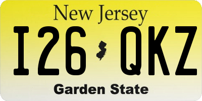 NJ license plate I26QKZ