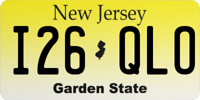 NJ license plate I26QLO