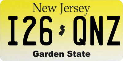 NJ license plate I26QNZ