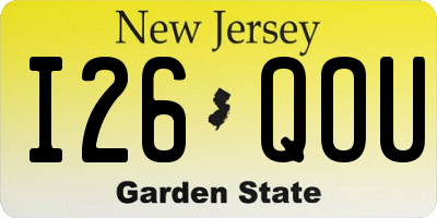 NJ license plate I26QOU