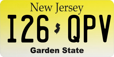 NJ license plate I26QPV