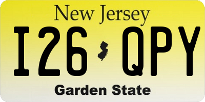 NJ license plate I26QPY