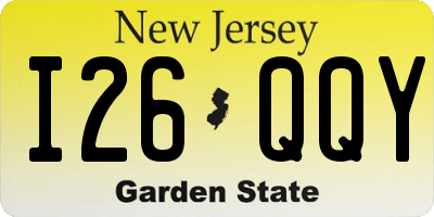 NJ license plate I26QQY