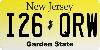NJ license plate I26QRW