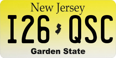 NJ license plate I26QSC