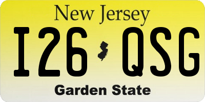 NJ license plate I26QSG