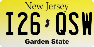 NJ license plate I26QSW