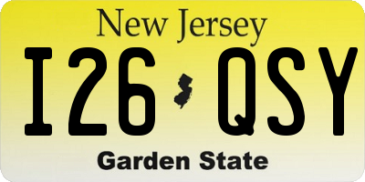 NJ license plate I26QSY