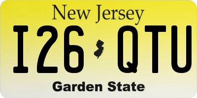 NJ license plate I26QTU