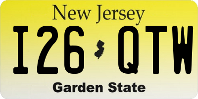 NJ license plate I26QTW