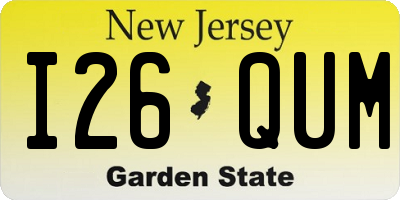 NJ license plate I26QUM