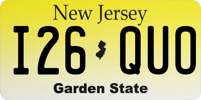 NJ license plate I26QUO