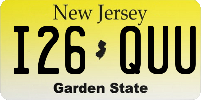 NJ license plate I26QUU