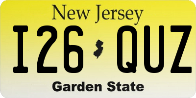 NJ license plate I26QUZ