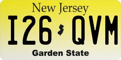 NJ license plate I26QVM
