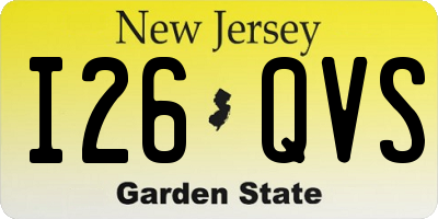 NJ license plate I26QVS