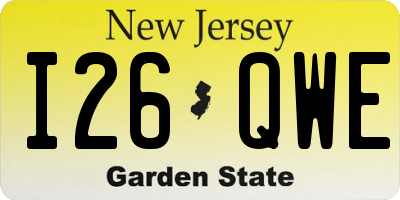 NJ license plate I26QWE