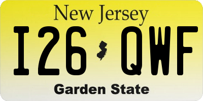 NJ license plate I26QWF