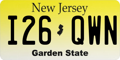 NJ license plate I26QWN
