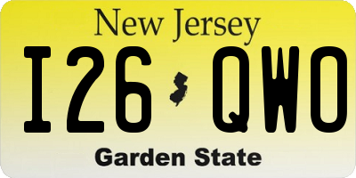 NJ license plate I26QWO