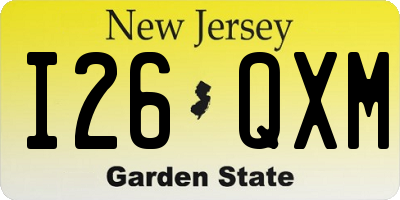 NJ license plate I26QXM