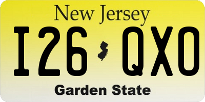 NJ license plate I26QXO