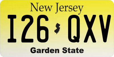 NJ license plate I26QXV