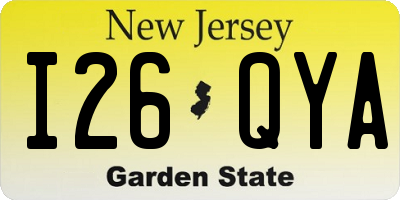 NJ license plate I26QYA