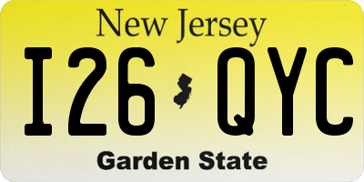 NJ license plate I26QYC