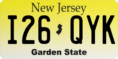 NJ license plate I26QYK
