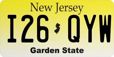 NJ license plate I26QYW