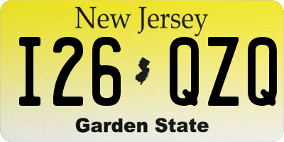 NJ license plate I26QZQ