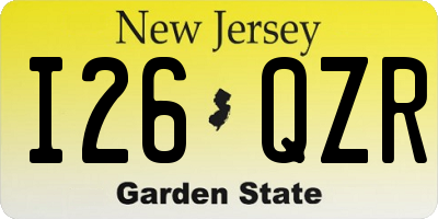 NJ license plate I26QZR