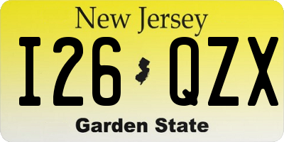NJ license plate I26QZX