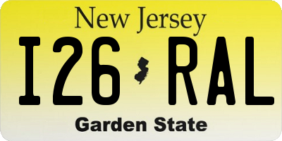 NJ license plate I26RAL