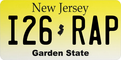 NJ license plate I26RAP