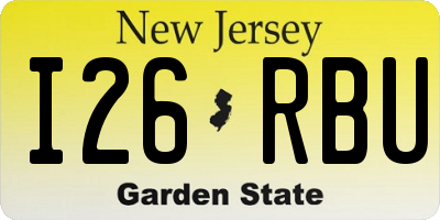 NJ license plate I26RBU