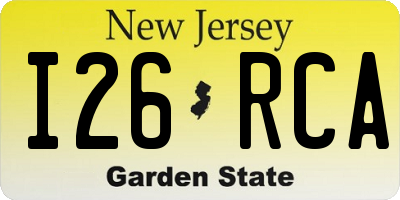 NJ license plate I26RCA