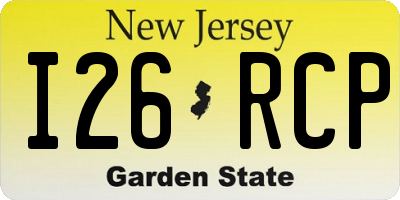NJ license plate I26RCP
