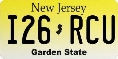 NJ license plate I26RCU