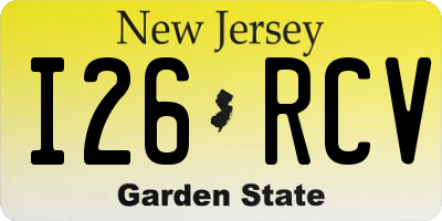 NJ license plate I26RCV