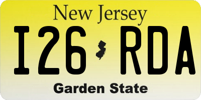 NJ license plate I26RDA